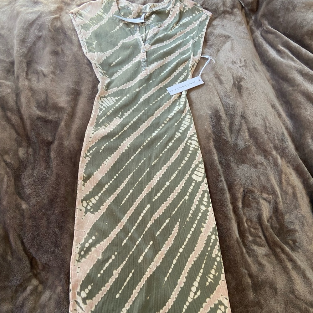Young Fabulous & Broke Green and Silver Asymmetrical Sequin Midi Dress